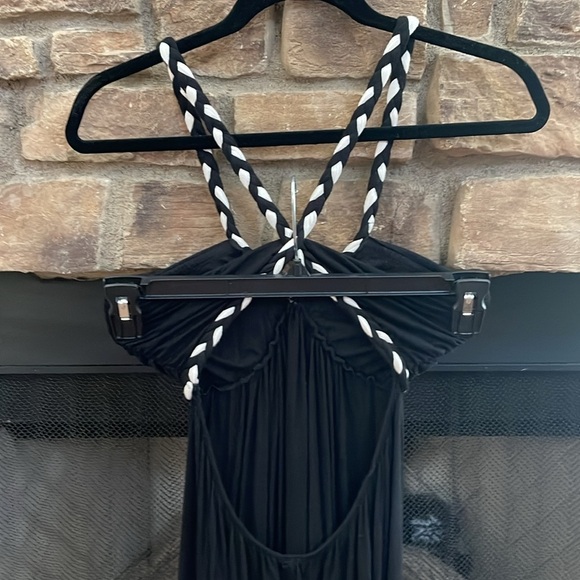 S-Twelve black and white maxi dress with elastic waistband and low back. Small - Picture 5 of 6